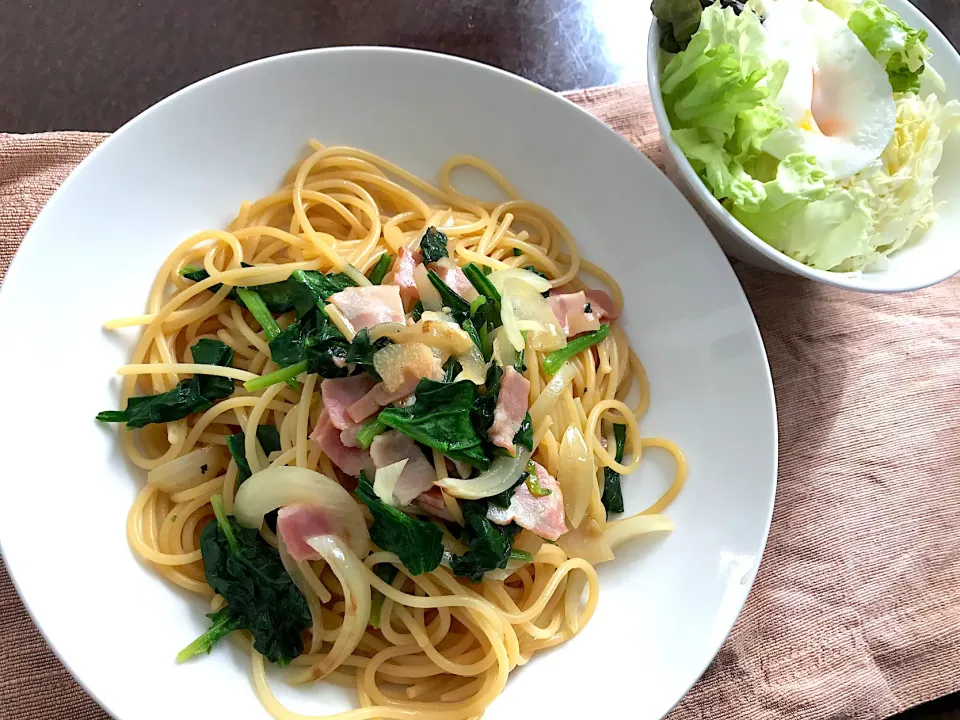 ほうれん草とベーコンのパスタ🥓🍝|純さん