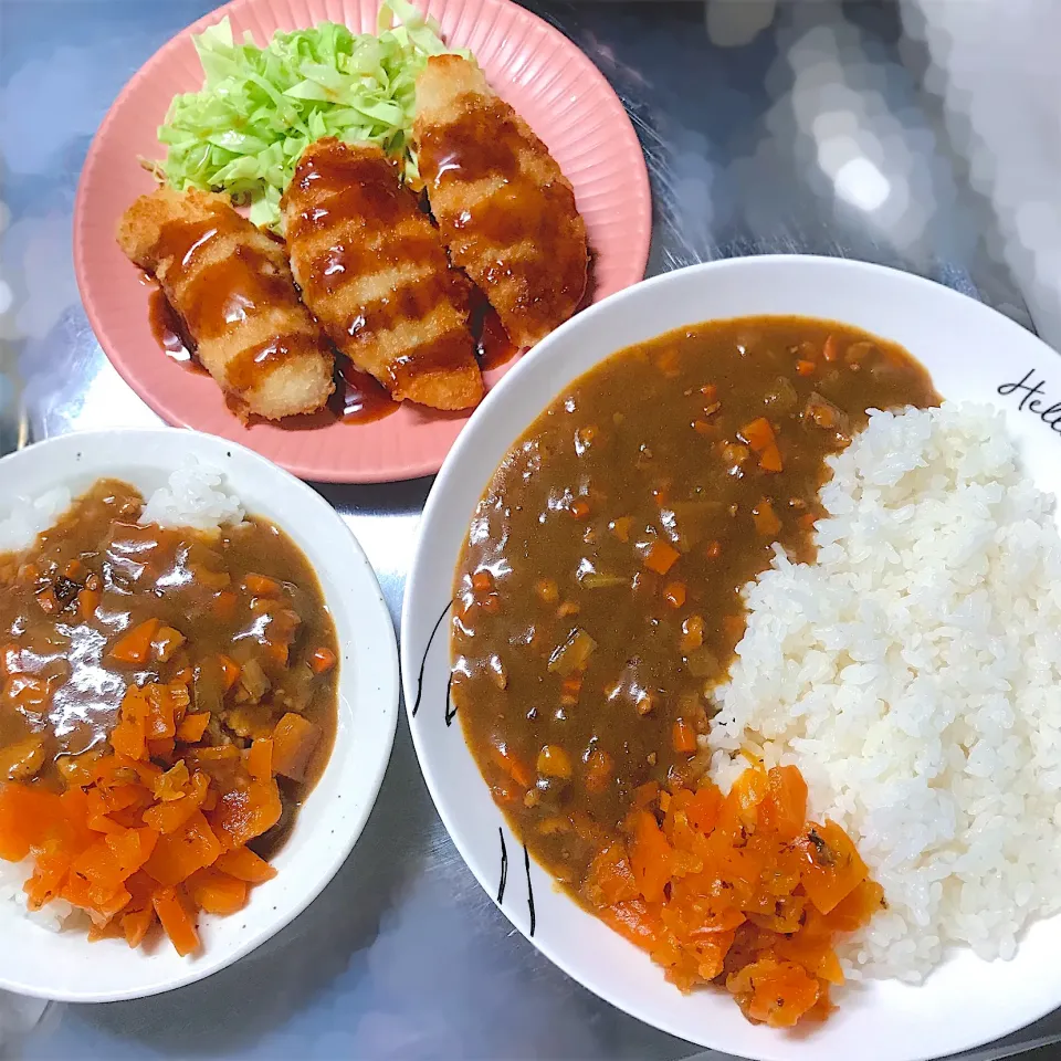 キーマカレー&白身魚のフライ|おいもさん