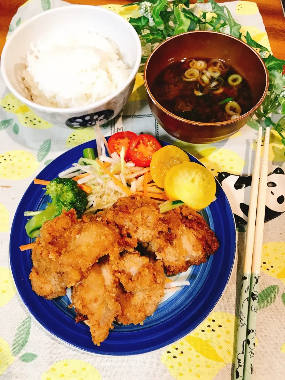 ✲︎お家唐揚げ定食🌿🌿✲︎|🌼はなちゃん🌼さん