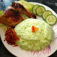 Snapdishの料理写真:Nasi Pandan Ayam Bakar|Queさん