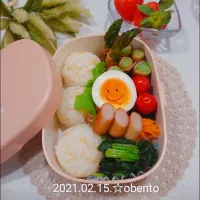 Snapdishの料理写真:アスパラ巻き☆弁当|Azukiさん