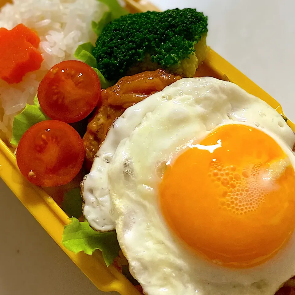 Snapdishの料理写真:目玉焼きハンバーグ弁当|Rinさん