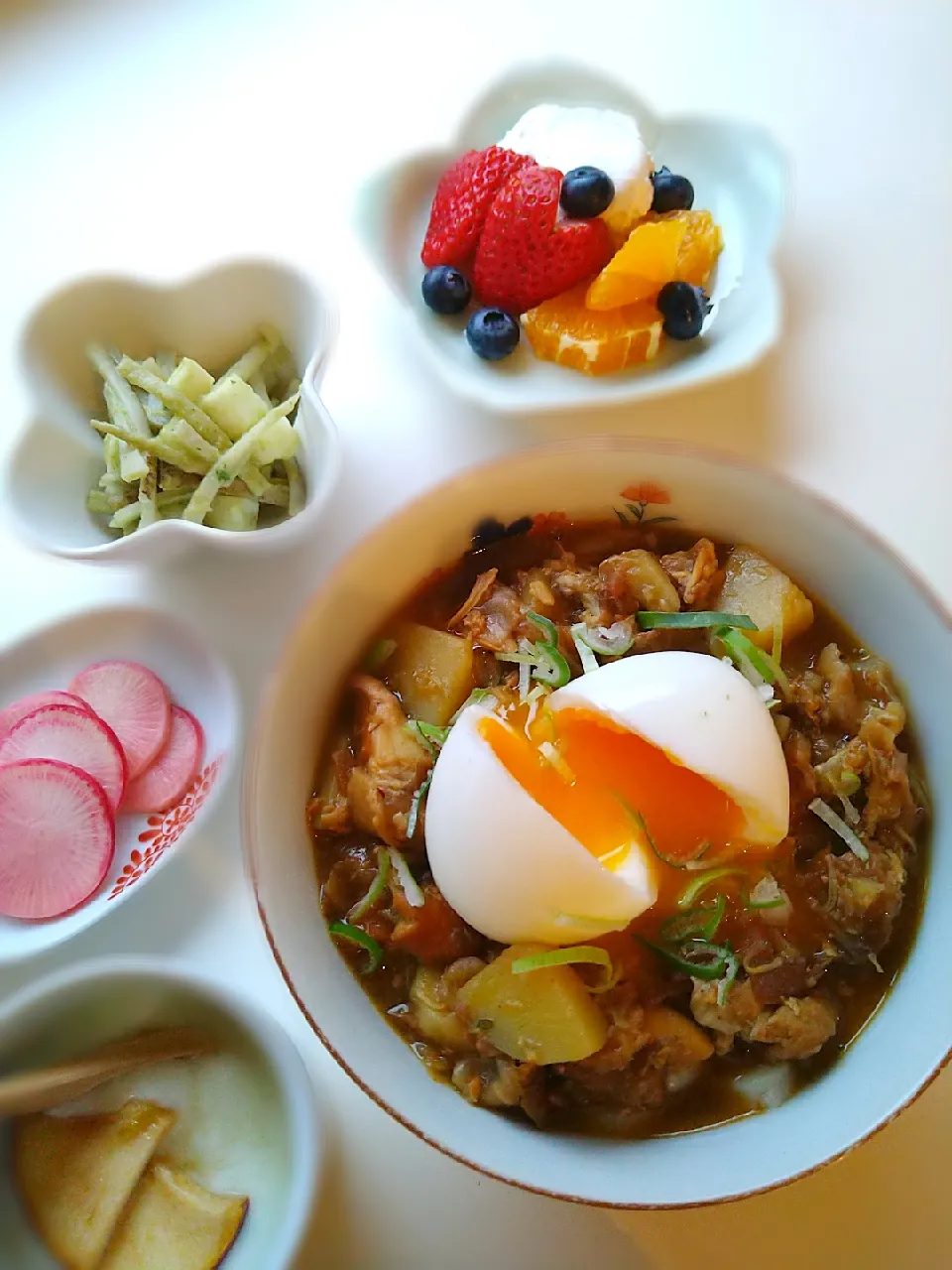 カレーうどんの朝ごはん！|まめころさん