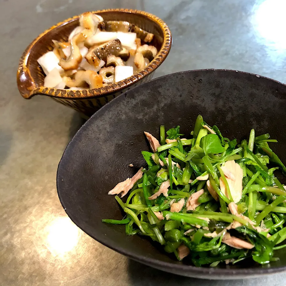 セリとツナの和物と、カブと煮穴子の酢の物|nao子さん