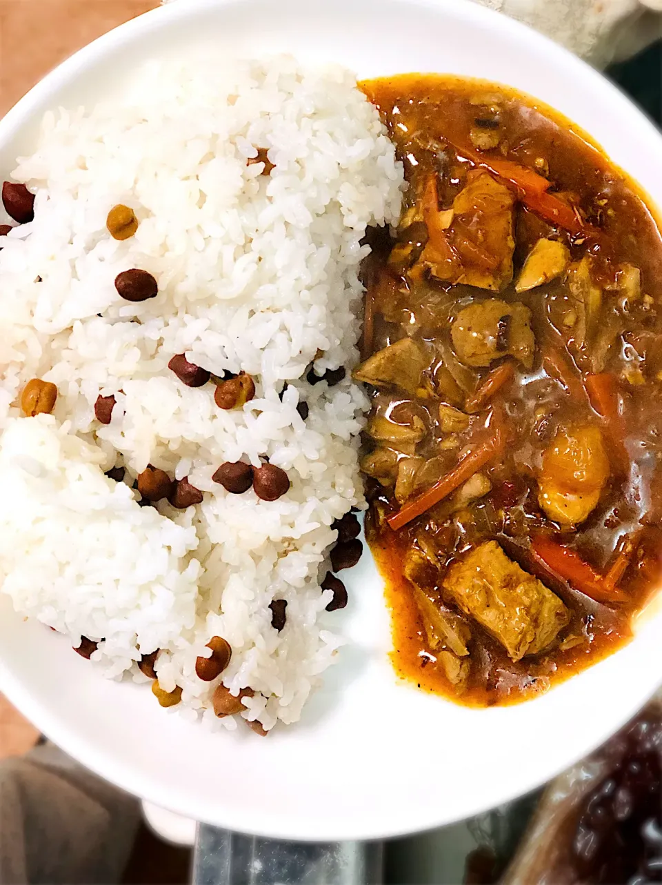 Black chick peas rice with chicken curry|deepさん