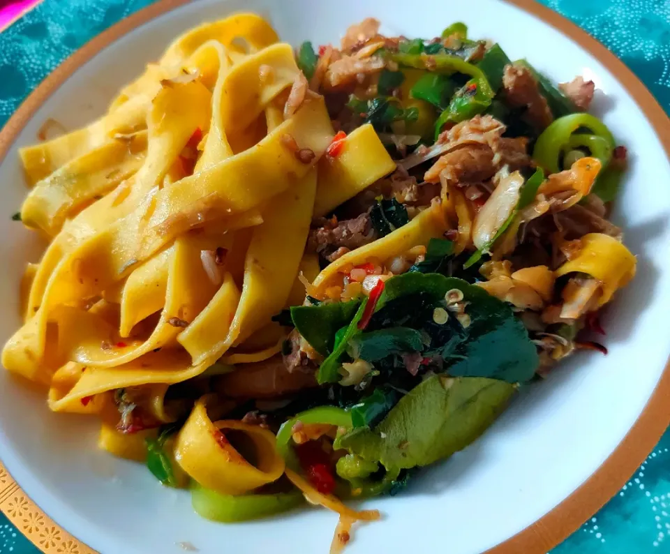 Spicy Beef Stir Fried Pasta.|katang23さん