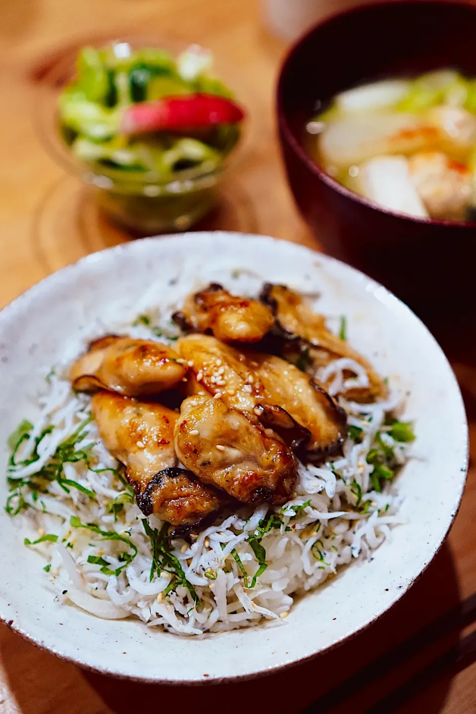 牡蠣ソテーとしらす丼|kayokoさん