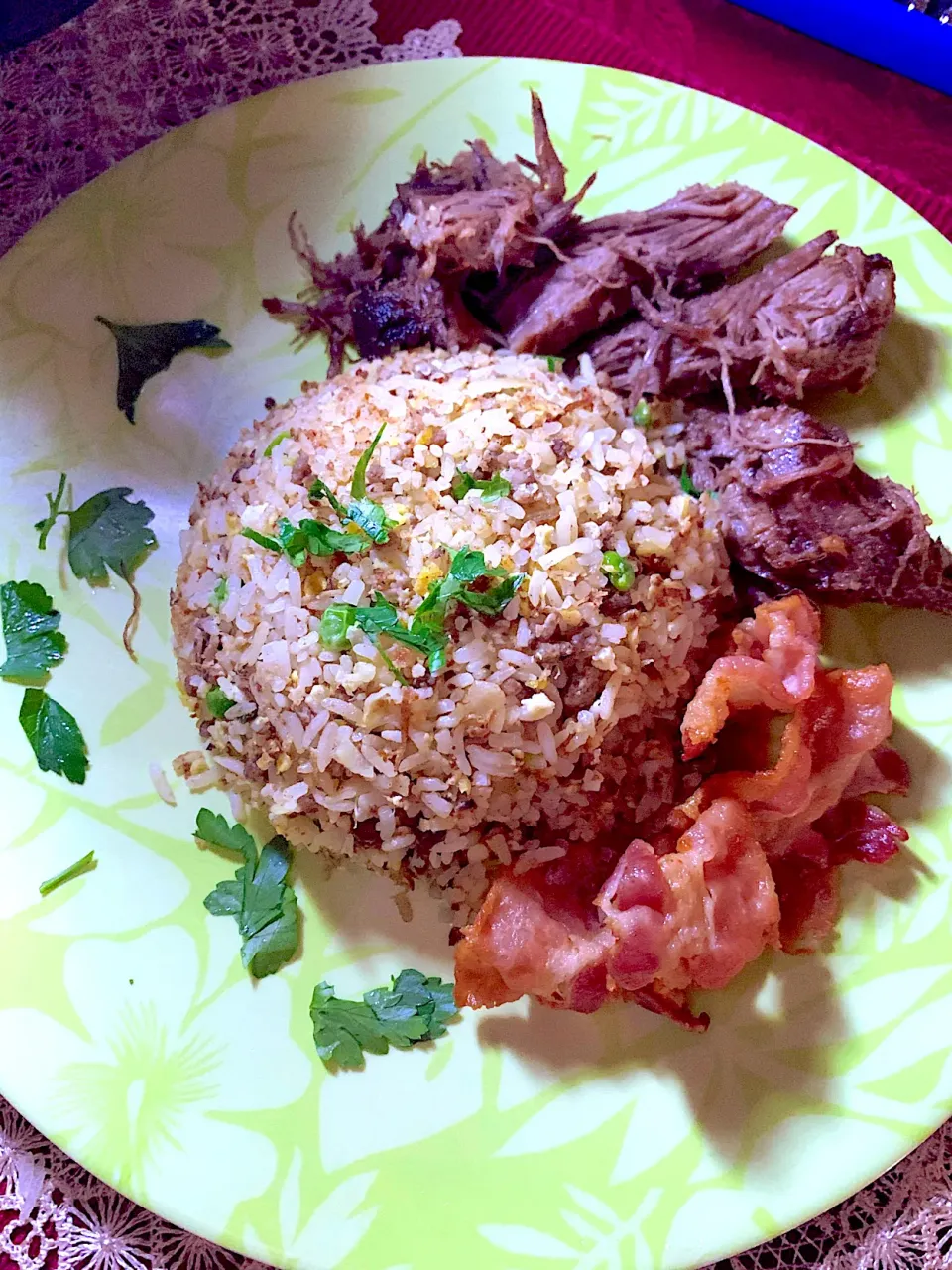 Brunch a la carte — Fried Rice, Bacon &  Shredded Beef|Alma's Home Kitchenさん