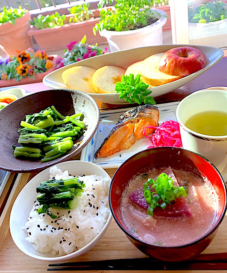 故郷の味水掛け菜で朝ごはん|シュトママさん