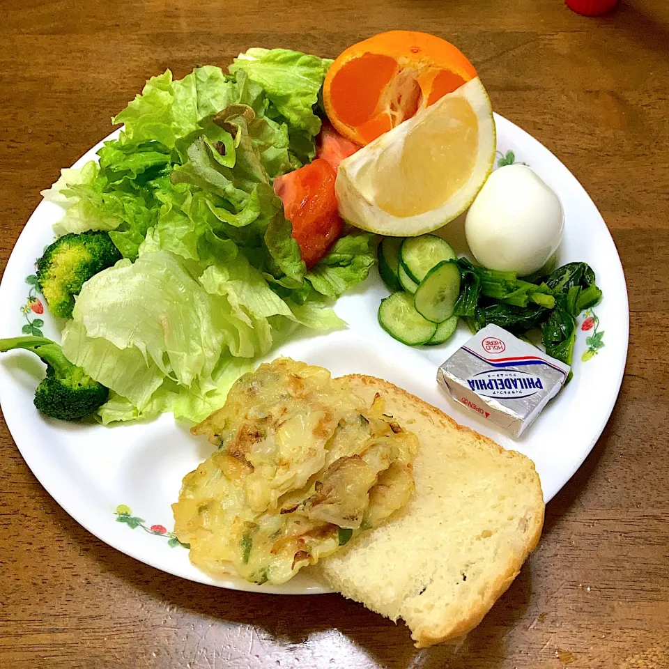 朝食　プラス残りのチヂミ|みんみんさん