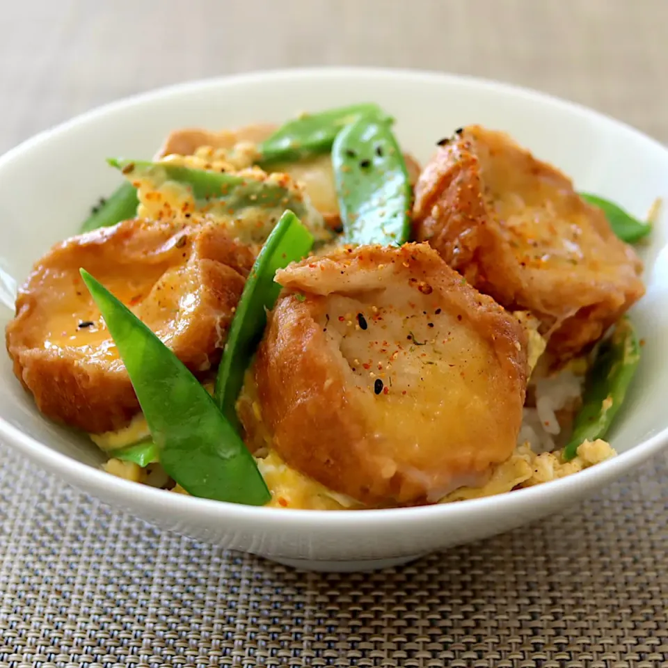 絹さやと仙台麩の卵とじ丼|かおるさん