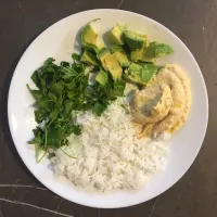 Clean & healthy dish 1 - Basmati rice eco + Avocado + Humus (chickpeas, tahina paste, olive oil, lemon, himalaen salt) + parcely|Georgeさん