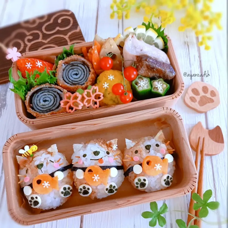 今日は猫の日🐱猫ちゃんおにぎり弁当|ayano.adshさん