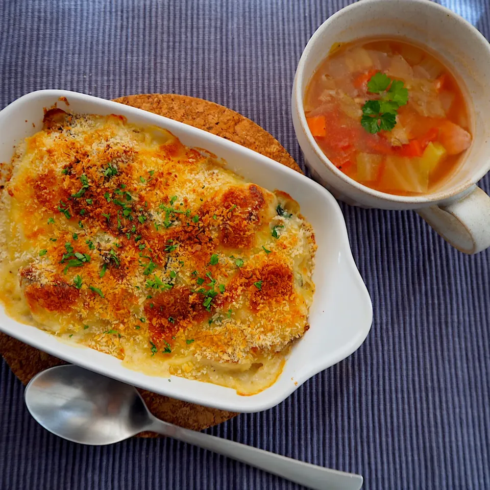 牡蠣グラタンとミネストローネ🍅|natuさん