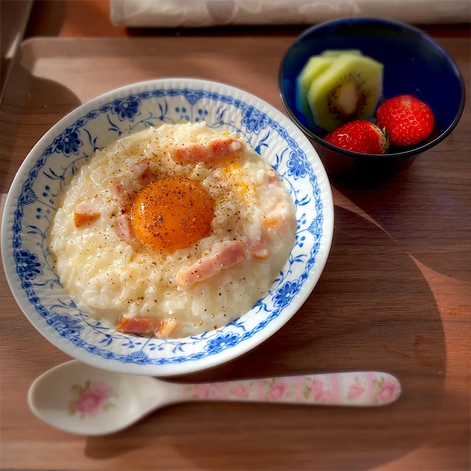 ももさんの料理 うちの定番！カルボナーラリゾット✨|ももさん