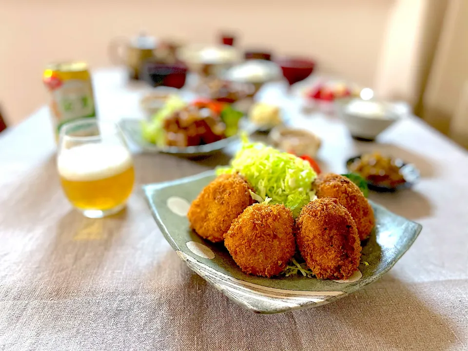 コロッケと生姜焼きの晩ごはん|ゆかりさん