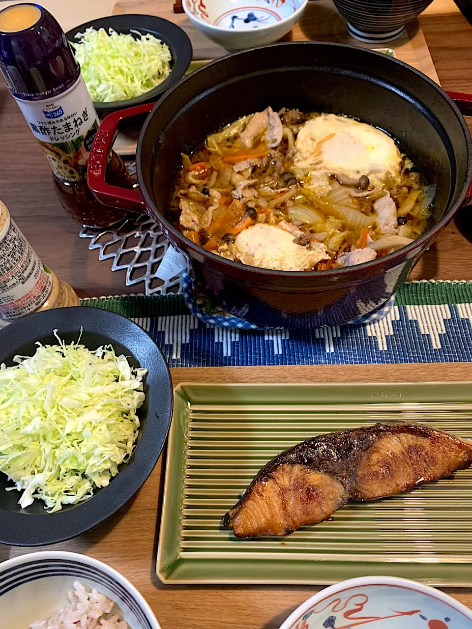 Snapdishの料理写真:牛丼の残り汁で🍲　ブリ塩麹焼き|irodori🍡さん