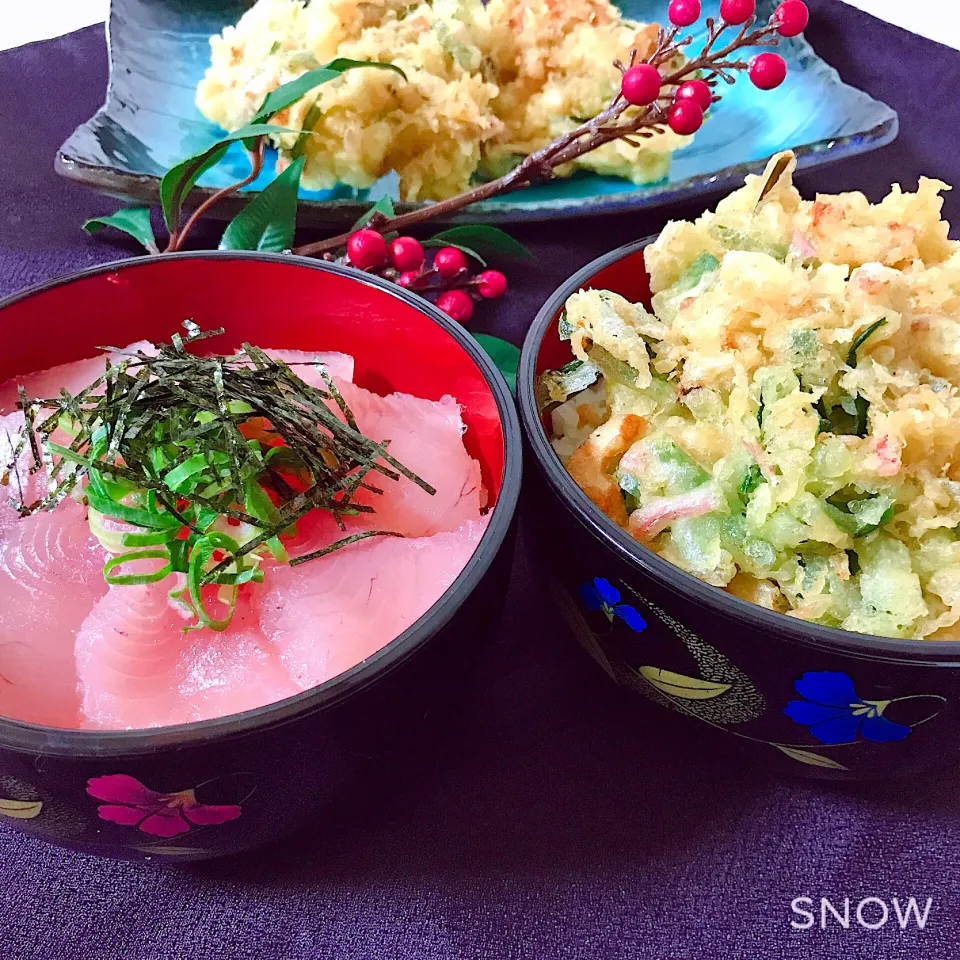 マグロ丼＆かき揚げ丼|オーロラさん