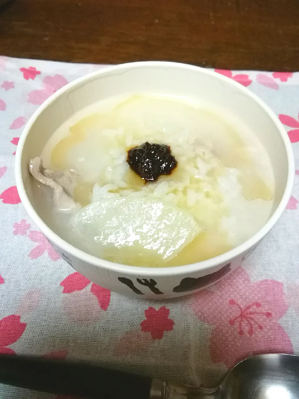 Snapdishの料理写真:豚こまと大根の中華粥XO醤とごま油添え|にんにくと唐辛子が特に好き❤️(元シャリマー)さん