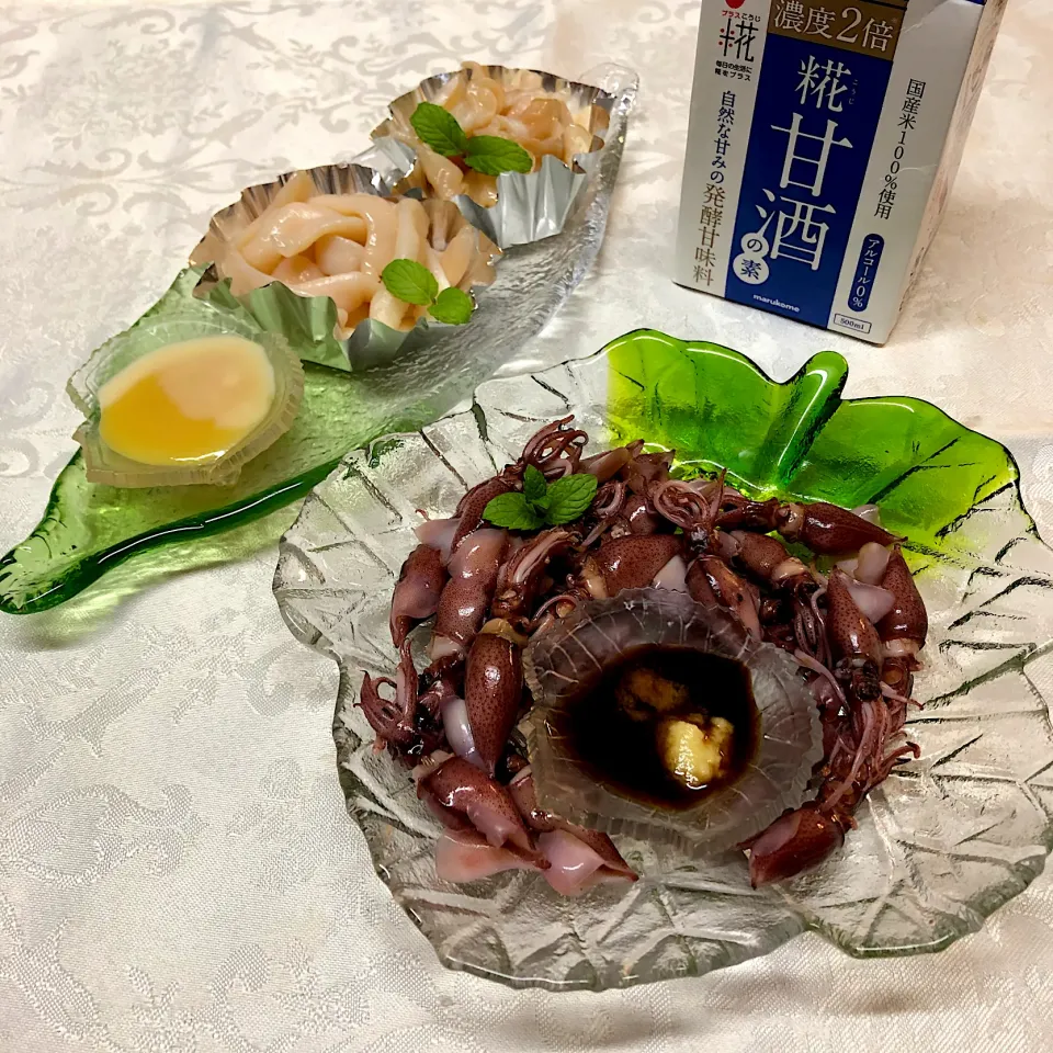 Snapdishの料理写真:ホタルイカ＊ミルガイ＊糀甘酒酢味噌＆糀甘酒醤油＊|henryさん