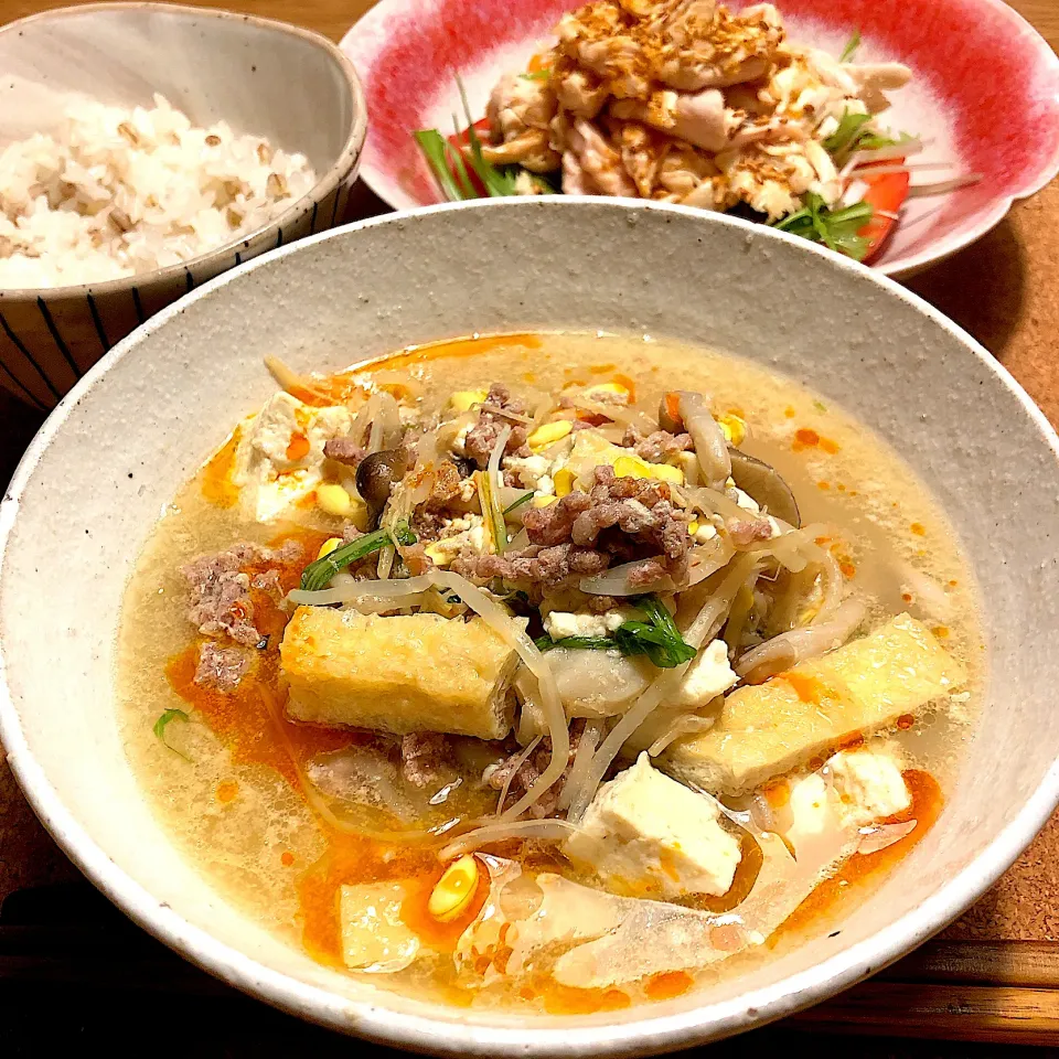 坦々もやしスープ🍲&棒棒鶏🐔|けんちんさん