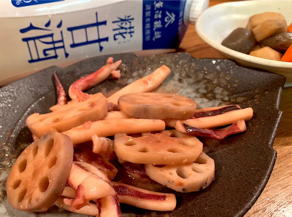 糀甘酒モニターです。イカと蓮根の糀甘酒味噌炒め🦑お味噌と甘酒が合います|いちごさん