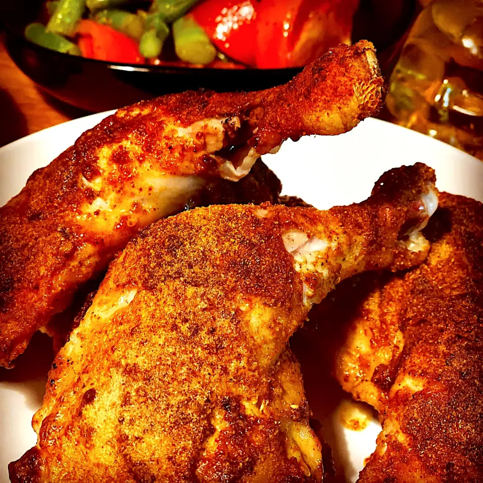 Hot An Spicy Dry Roasted Chicken in Tikka Spices (hot) with Tomato & Asparagus Lemon  Vinegar Salad  #tikka #chicken #dryroasted #chefemanuel|Emanuel Hayashiさん