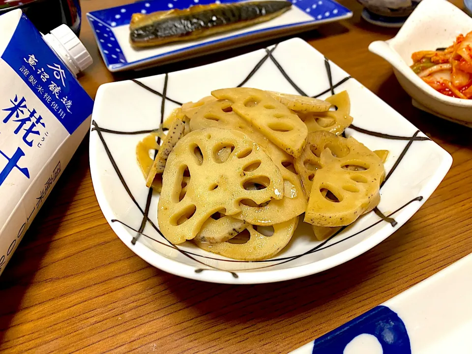 糀甘酒で作る蓮根の甘辛|＊k＊さん