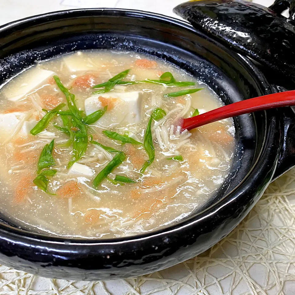 土鍋で豆腐とえのきの明太子あんかけ～(*´∀｀*)|sakurakoさん