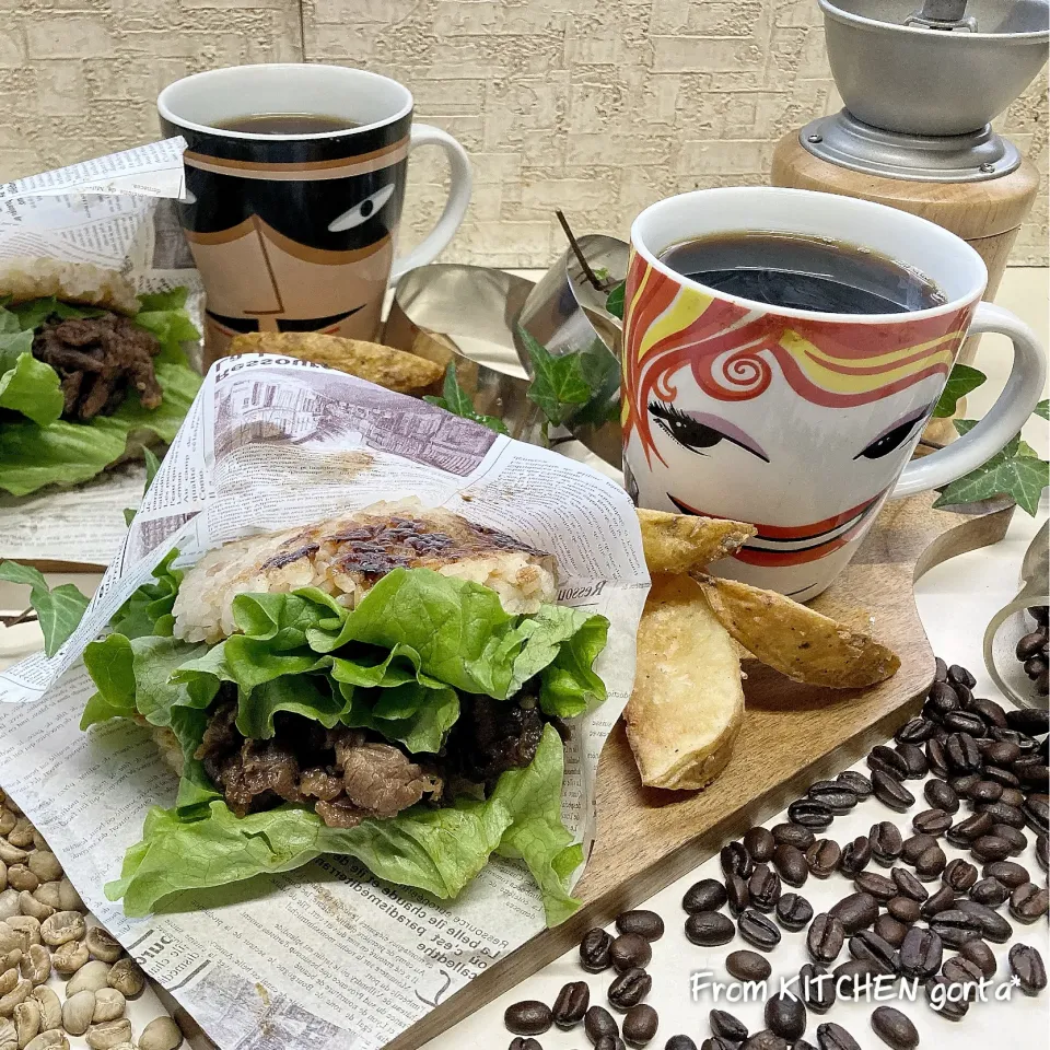 もち麦ライスバーガー🍚とThe Roastで淹れる贅沢コーヒー☕️﻿|gonta*さん