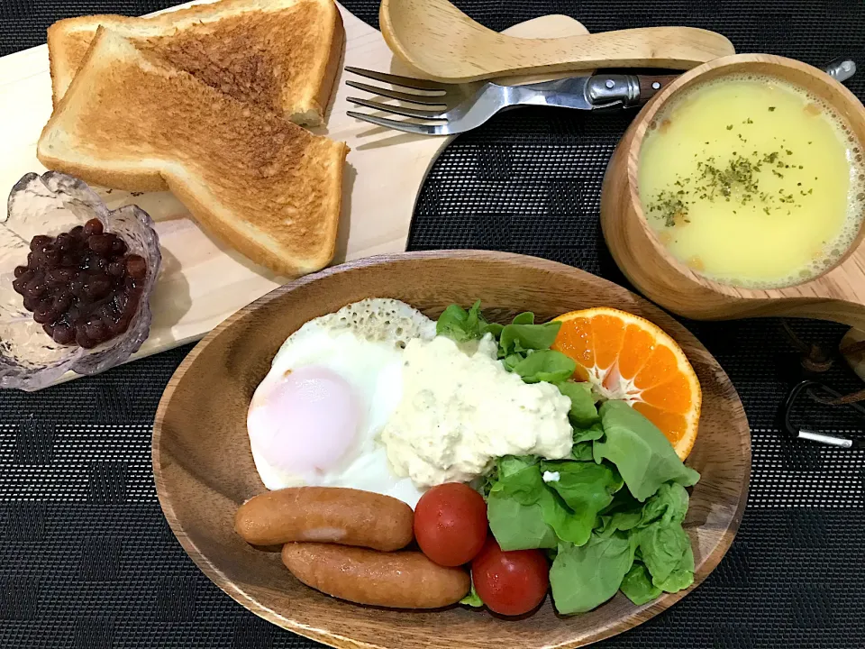 Snapdishの料理写真:餡トーストの朝食セット|ゆうかさんさん