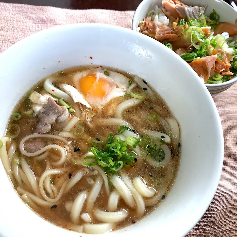 うどんと鮭ご飯|純さん