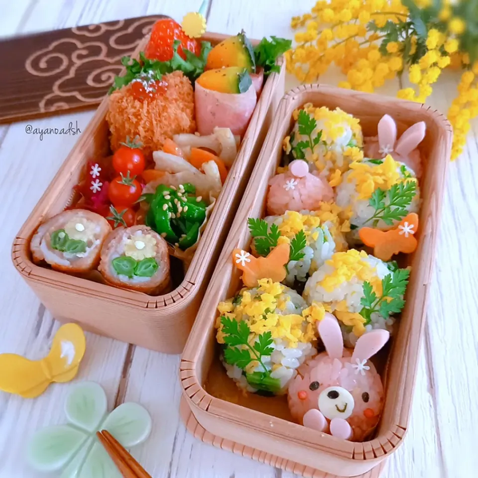 ミモザおにぎり弁当🐰うさぎのかくれんぼ🌿
ミモザの日♪|ayano.adshさん