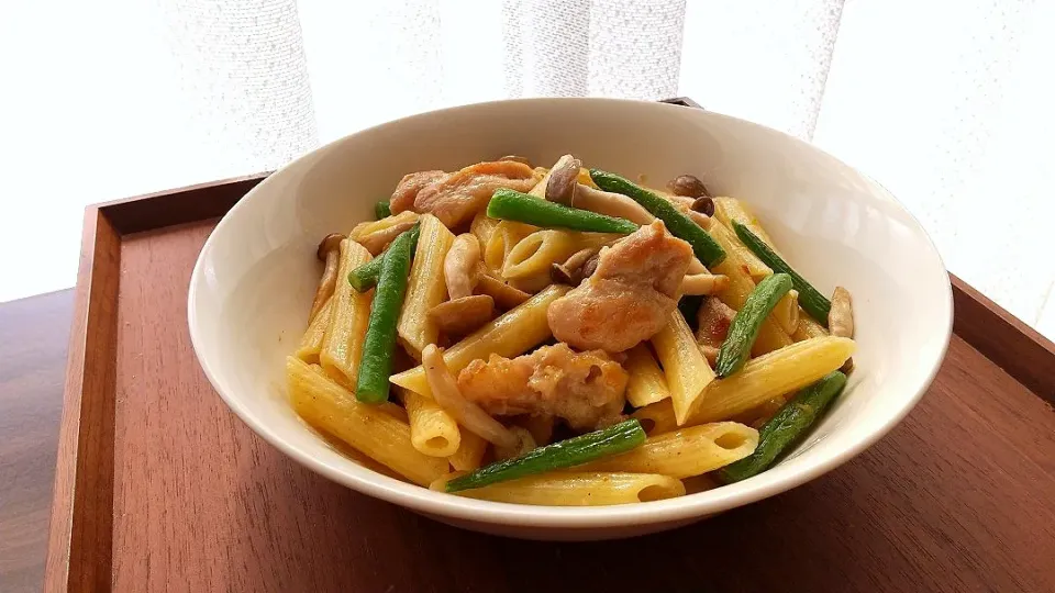 いんげんと鶏肉の柚子胡椒マヨパスタ|marimorinさん