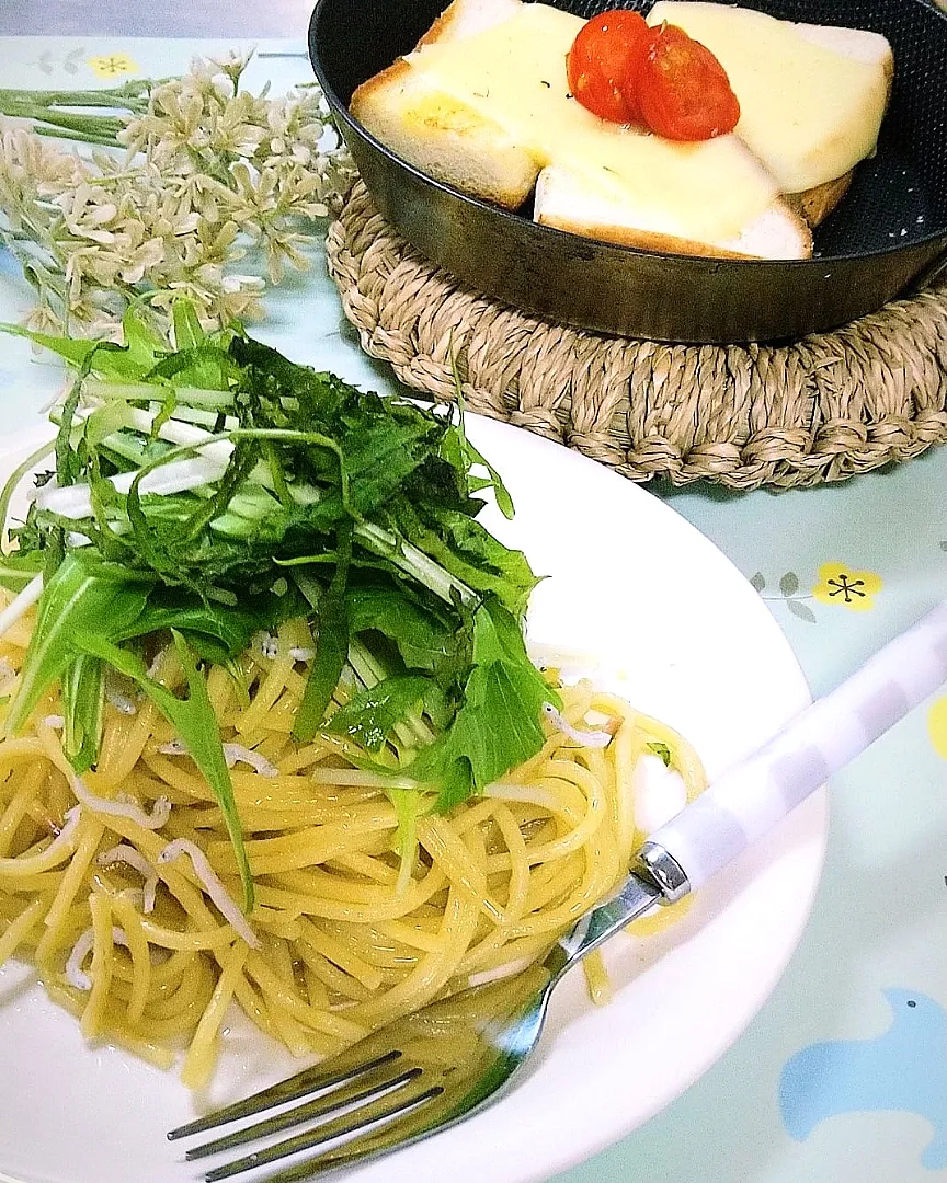 水菜 大葉 しらすでパスタ 😋|fumi ◡̈⋆さん