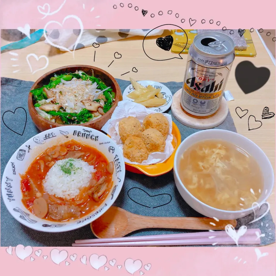 Snapdishの料理写真:３／１ ｍｏｎ 晩ごはん🍴＊○°|rinaronarさん