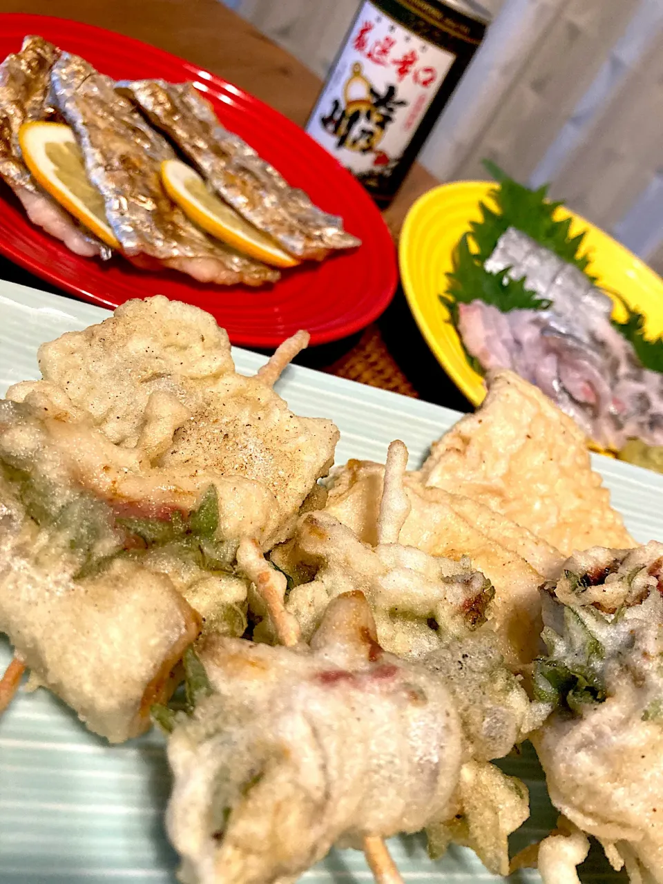 太刀魚梅しそ巻き天ぷら、塩焼き、刺身に厳選辛口吉野川😋🐟🍶💕✨|アイさん