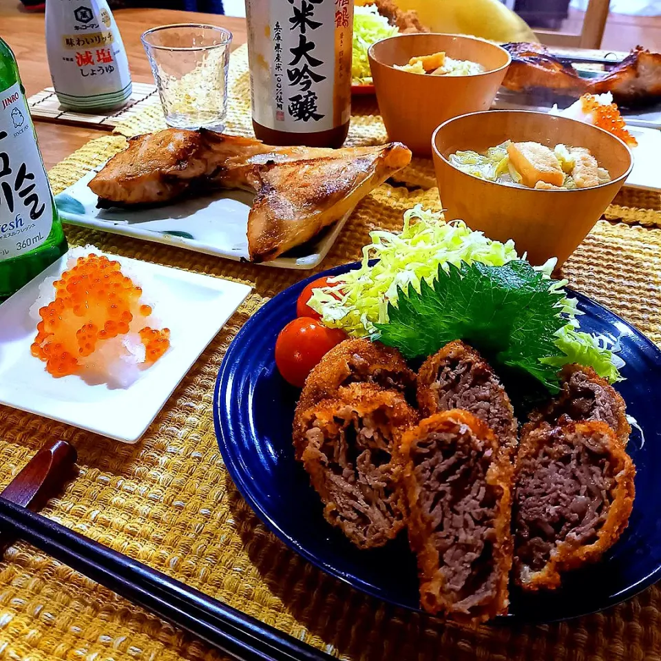 牛コマで柔らかカツと
今日の晩酌🏠🍺|ナオミさん