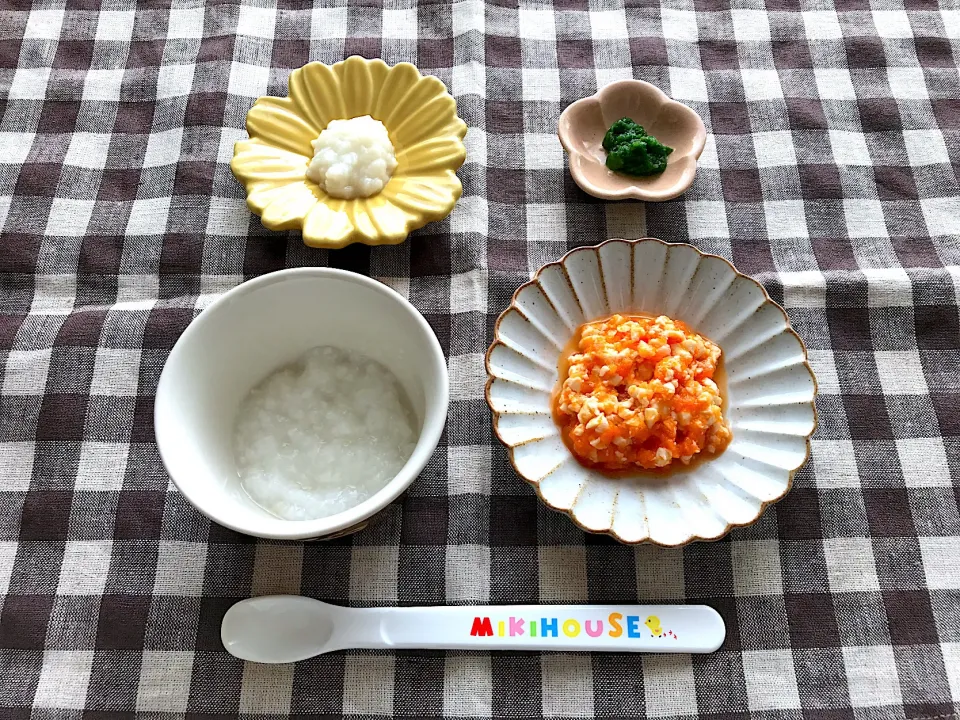 sayaさんの料理 【離乳食】にんじんと豆腐の白あえ、さつまいもミルク、10倍がゆ|sayaさん