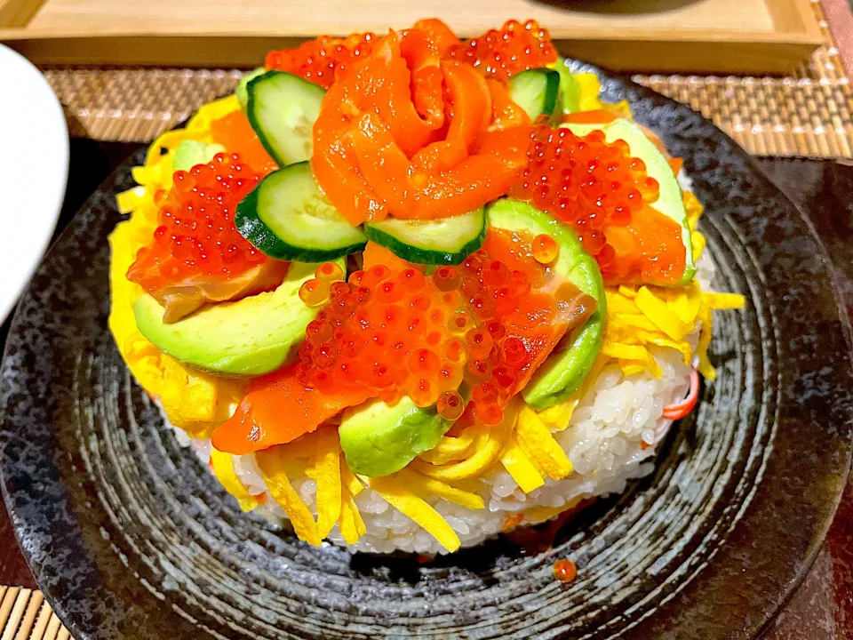 Snapdishの料理写真:ひな祭りちらし寿司ケーキ！|asaminnさん