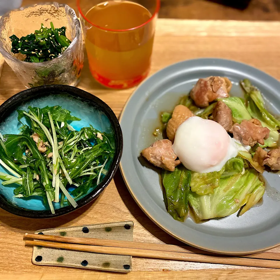 鶏肉とキャベツのニンニク醤油炒め|なつこさん