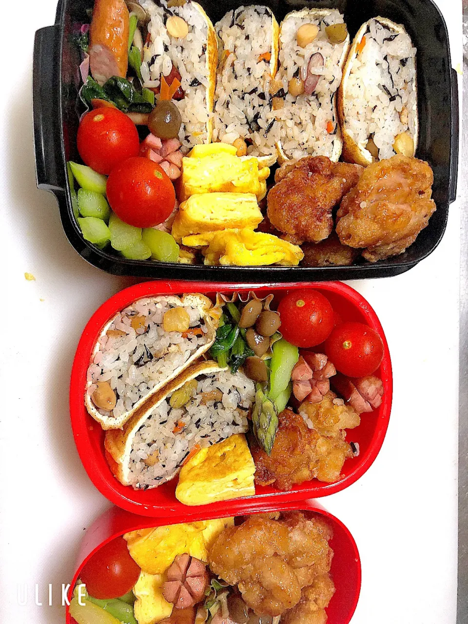 Snapdishの料理写真:余ったひじきでおいなりさん弁当|muniさん