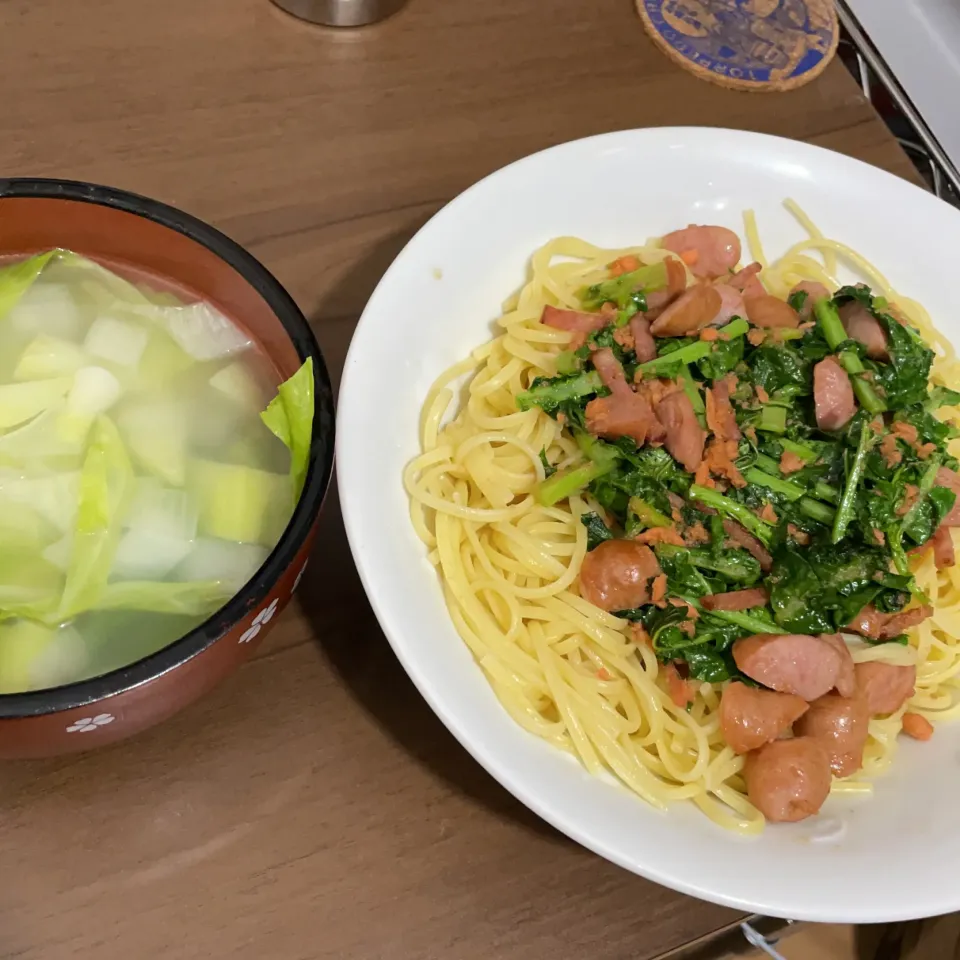 大根菜のパスタ・キャベツの野菜スープ|a-parkさん