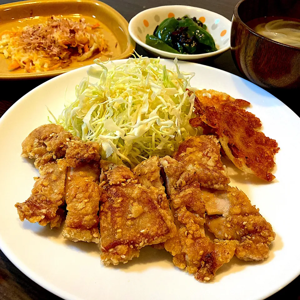 鶏の竜田揚げの晩ご飯|mikaさん