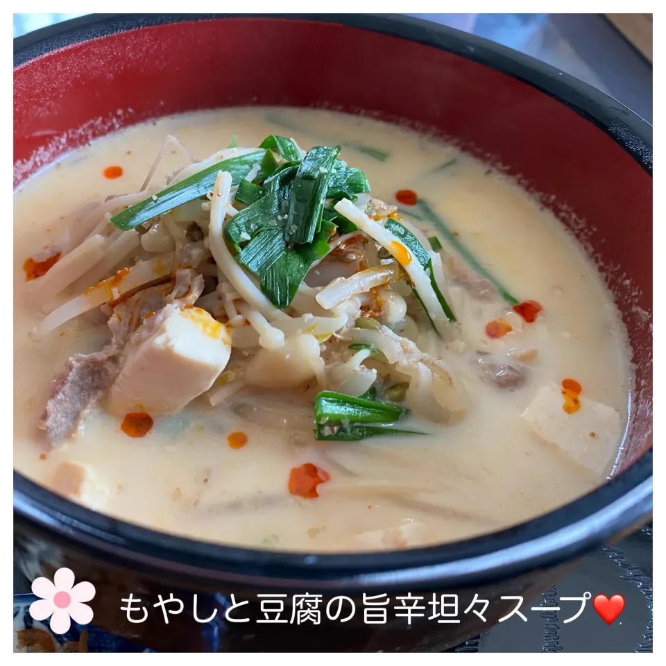 いのっちさんの料理 もやしと豆腐の旨辛坦々スープ|いのっちさん