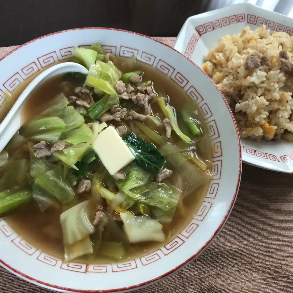 味噌野菜ラーメンと半チャーハン|純さん