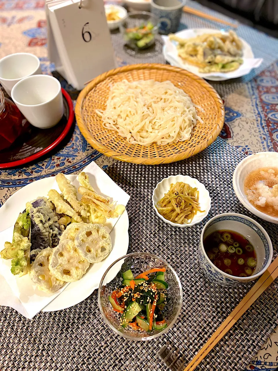 タラの芽ウドなど精進揚げ、ザルうどん|papinさん