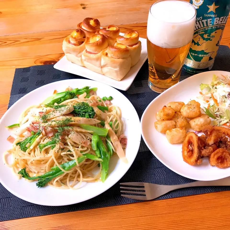 姫たけのことスティックセニョールとベーコンのオイルソースパスタ|Ruotoさん