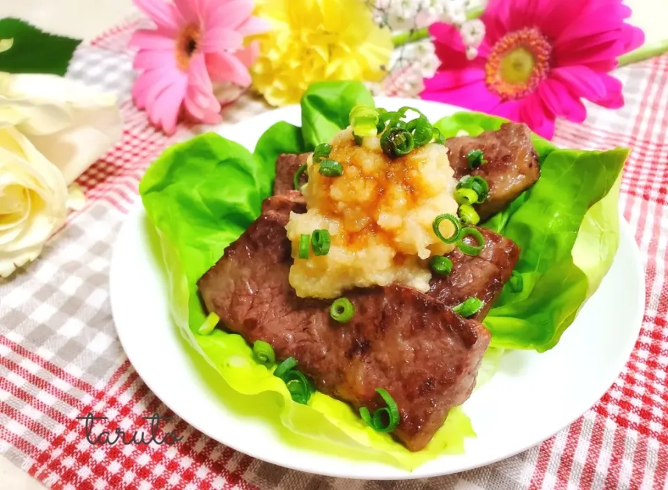 今日はホットプレートで焼肉～🐮✨
私用のお肉はおろしわさび醤油😍❤️|taruto⭐️さん