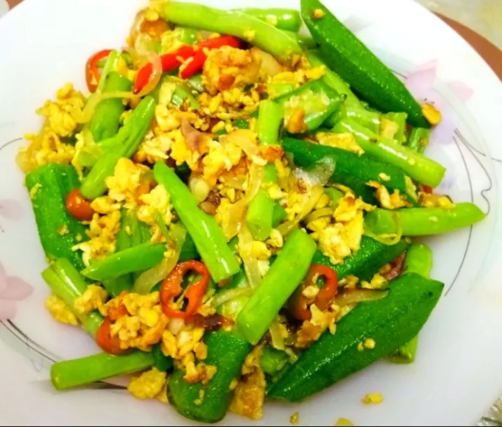 French Beans & Okra egg fry.|Dafne Williamさん